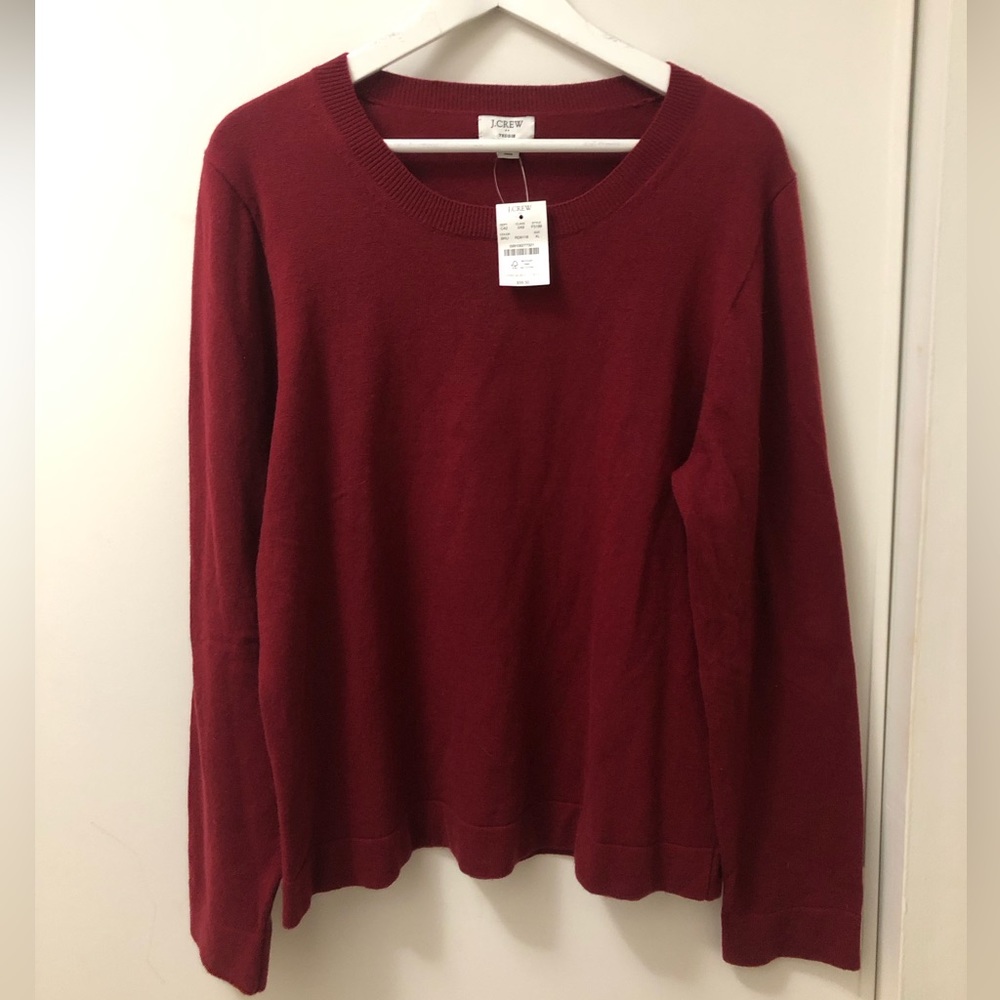 J Crew Women’s XL Burgundy Teddie Sweater. Burgundy. NWT. Cotton/Wool/Poly blend